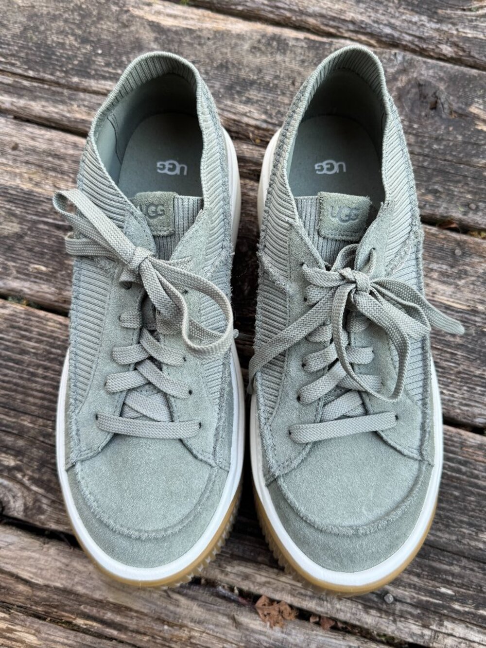 UGG EZ-Duzzit Platform Sneaker Lace-Up Clover Green 1152717 Size 10